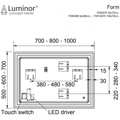 Καθρέπτης με φωτισμό LED Form 50